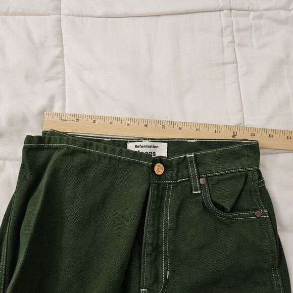 Reformation Jeans 24 Emerald Green Cowboy High-Rise Straight Organic Cotton - Picture 10 of 10